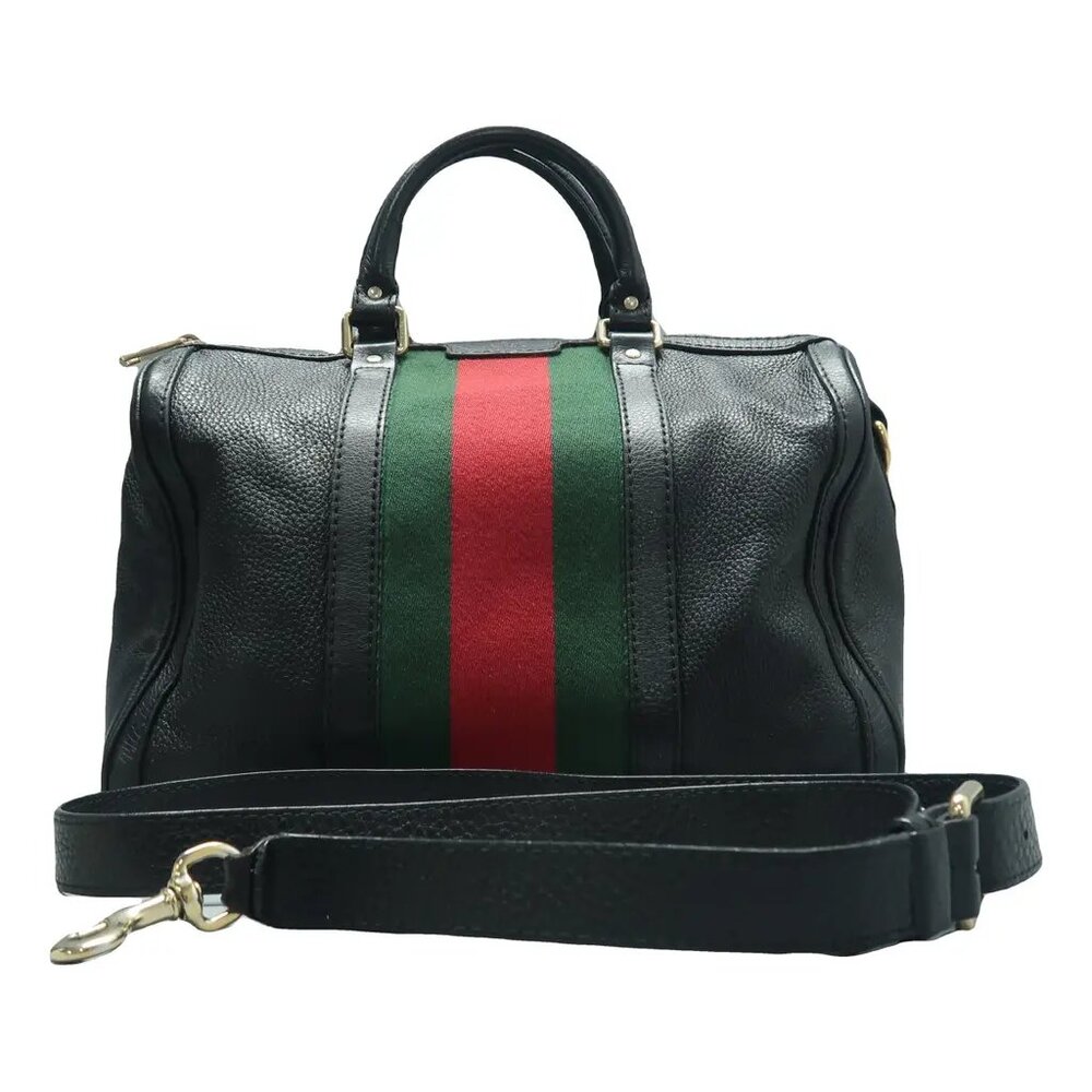 GUCCI Boston Black Leather Satchel 697-021225 - Picture 1 of 12